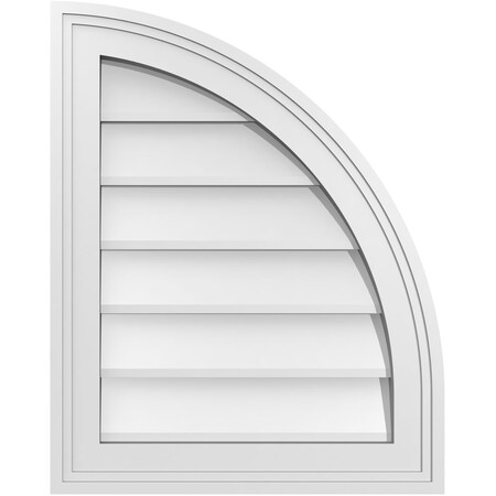 Ekena Millwork Quarter Round Top Right Surface Mount PVC Gable Vent w/ 2"W x 2"P Brickmould Sill Frame, 16"W x 20"H GVPQR16X2003SN